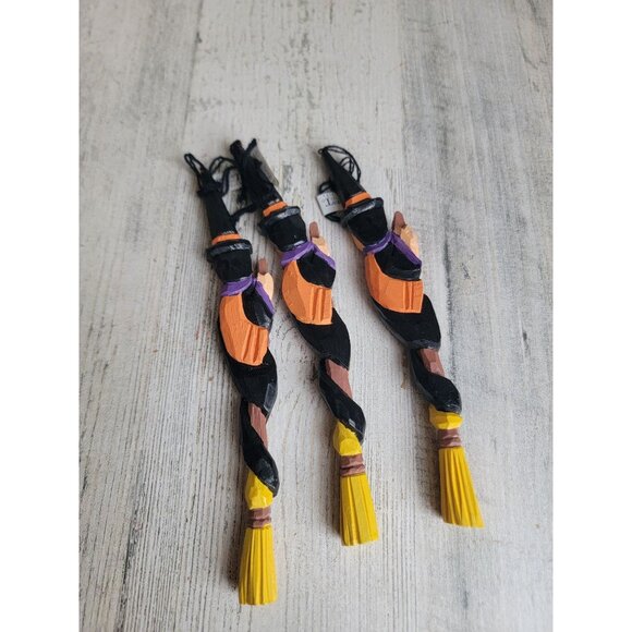Midwest Canyon Falls folk art which broom set Halloween ornament - Picture 4 of 5